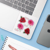 Stickers de vinyle Contour rose et rouge Roses (Ordinateur portable avec iPhone)