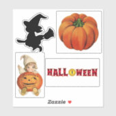 Stickers de vinyle coupé Vintage Halloween (Feuille)