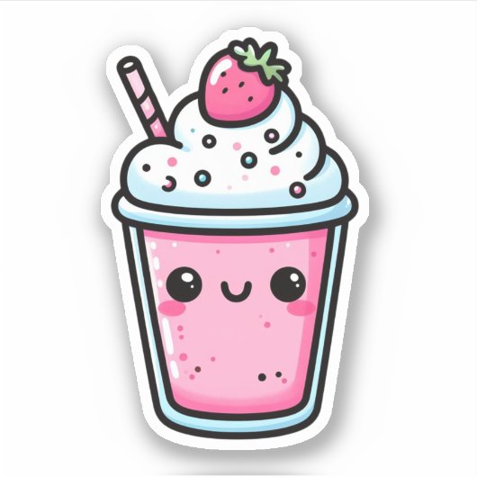 Stickers de vinyle de fraise Milkshake (Devant)