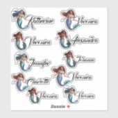 Stickers de vinyle de sirène d'Afrique américaine (Feuille)