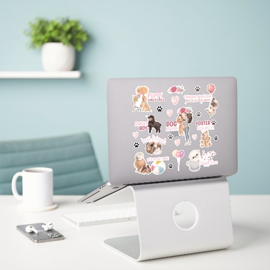 Stickers de vinyle maman chien (Ordinateur portable sur le bureau)