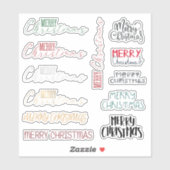 Stickers de vinyle sur mesure de Noël joyeux (Feuille)
