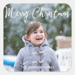 Stickers de voeux de Noël carré Ajouter photo