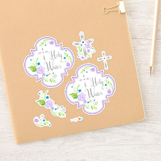 Stickers d'eau sainte Roses violets
