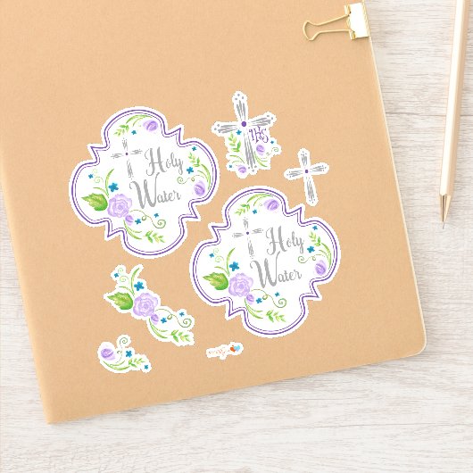 Stickers d'eau sainte Roses violets (Carnet)