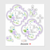 Stickers d'eau sainte Roses violets (Feuille)