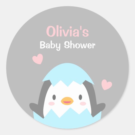 Stickers Décor Baby shower en pingouin mignon (Devant)