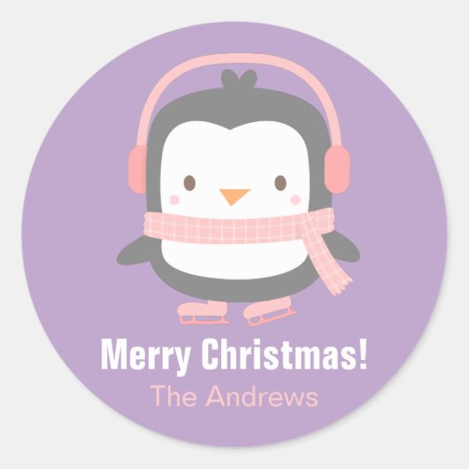 Stickers Décor de Noël pour enfants en pingouin mi (Devant)
