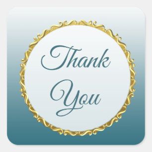 Stickers Dégradé bleu ardoise et Merci or