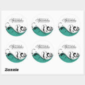 Stickers d'emballage bleu caraïbe élégant (Feuille)