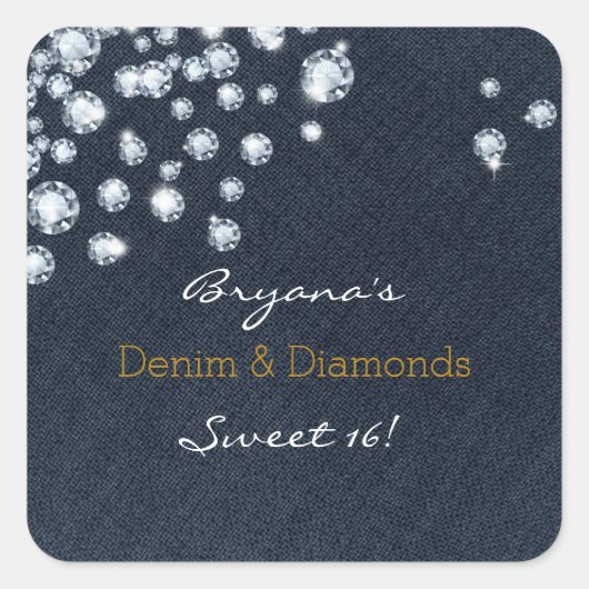 Stickers Denim & Diamonds Sweet 16 Anniversaire (Devant)