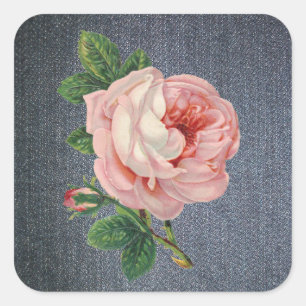 Stickers Denim et Rose Vintage
