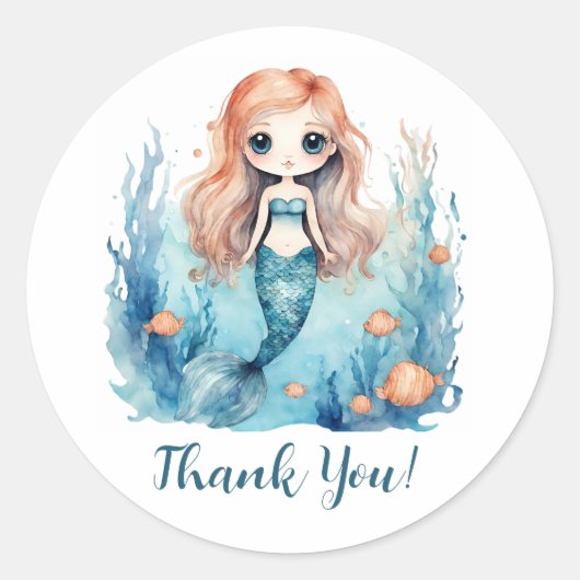 Stickers d'enveloppes Merci de scellés de sirène (Devant)