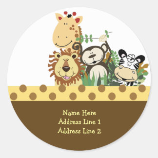 STICKERS D'ÉQUIPAGE ZOO Étiquette de adresse Rond