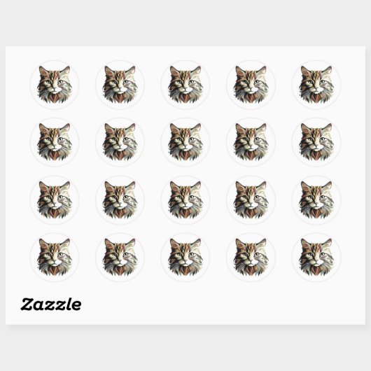 Stickers Design d'Art Portrait Cat (Feuille)