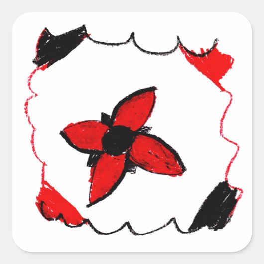 Stickers design Fleur Rouge et Noir - Art by Kids (Devant)