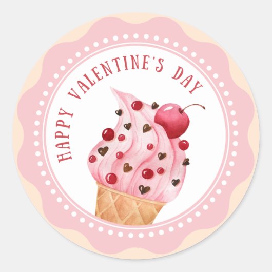 Stickers design Valentine rose et glace (Devant)