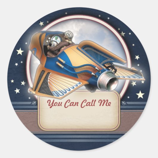 Stickers d'étiquette de nom de fusée Retro (Devant)