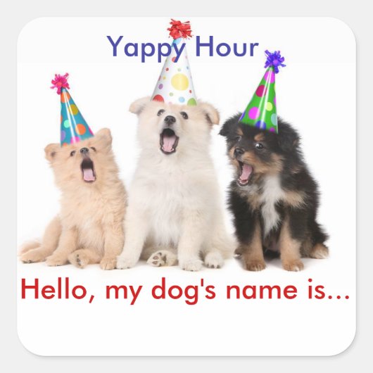 Stickers d'étiquette Yappy Hour Name (Devant)