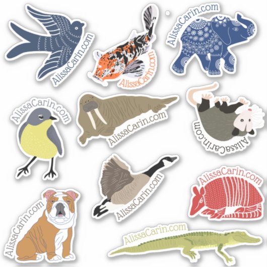 Stickers Die-Cut Personnalisés Animaux Assortis (Devant)