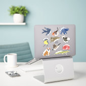 Stickers Die-Cut Personnalisés Animaux Assortis (Ordinateur portable sur le bureau)