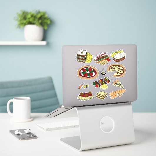 Stickers Dîner Délicieux (Ordinateur portable sur le bureau)