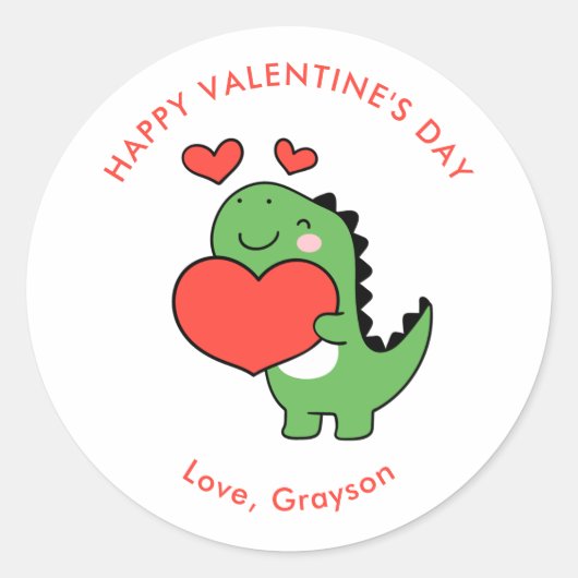 Stickers Dino Heart Personnalisé Saint Valentin (Devant)