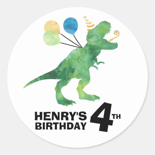 Stickers Dinosaur Anniversaire - N'Importe Quel Âg (Devant)