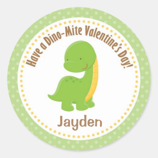 Stickers Dinosaur Valentine - Garçons Green Dino-m (Devant)