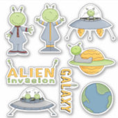 Stickers d'invasion Alien de l'espace extra-atmosp (Devant)