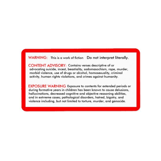 Stickers Disclaimer Bible (Devant)