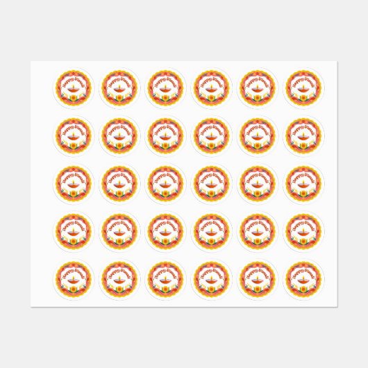 Stickers Diwali Diya heureux (Feuille)