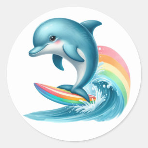 Stickers Dolphin de surf mignon