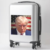 Stickers Donald Trump Mug avec drapeau américain (Sur valise)