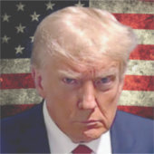 Stickers Donald Trump Mug avec drapeau américain (Devant)