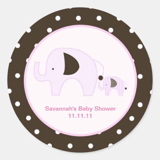 Stickers Dottie Elephant (Rose) Favor 3 pouces (Devant)