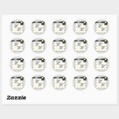 Stickers Double Monogramme jaune et gris Damas (Feuille)