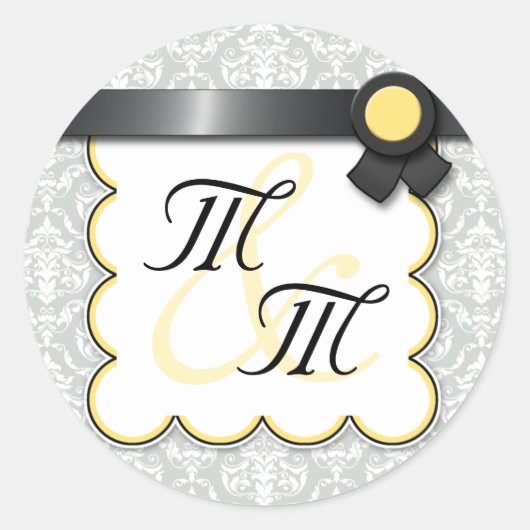 Stickers Double Monogramme jaune et gris Damas (Devant)