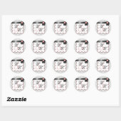 Stickers Double Monogramme Mauve & Grey Damask (Feuille)