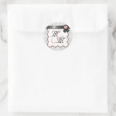 Stickers Double Monogramme Mauve & Grey Damask (Sac)