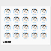 Stickers Double Monogramme Orange & Blue Damask (Feuille)