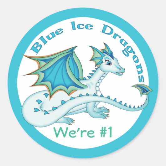 Stickers Dragon de glace bleu (Devant)