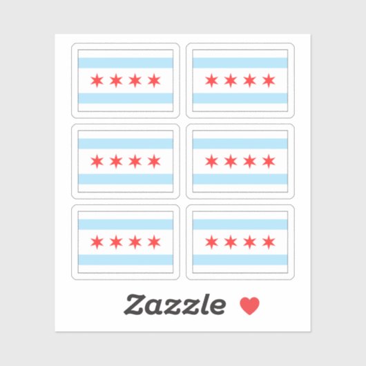 stickers drapeau de Chicago, ensemble de six (Feuille)