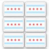 stickers drapeau de Chicago, ensemble de six (Devant)