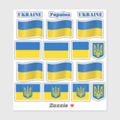 Stickers Drapeau ukrainien & Ukraine / У к р а ї н (Feuille)