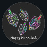 Stickers Dreidel, Dreidel, Dreidel<br><div class="desc">Illustration graphique d'un Hannukah dreidels aux couleurs vives. Éclaircissez vos vacances avec ce design coloré.</div>