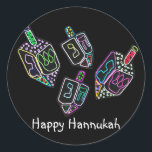 Stickers Dreidel, Dreidel, Dreidel<br><div class="desc">Illustration graphique d'un Hannukah dreidels aux couleurs vives. Éclaircissez vos vacances avec ce design coloré.</div>