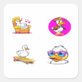 Stickers Drôle Cartoon Duck 4 Pack (Devant)