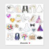 Stickers du jour de mariage (Feuille)