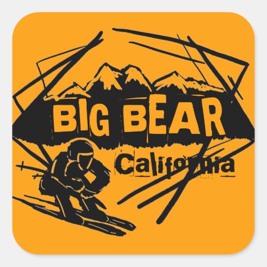 stickers du logo du ski orange Big Bear California (Devant)